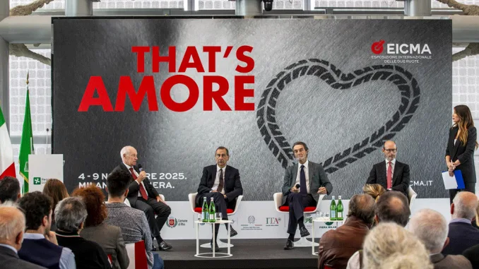 Presentazione ufficiale di EICMA 2025 a Milano con lo slogan That’s Amore.