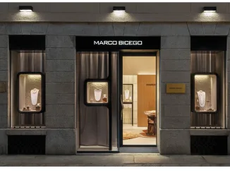 Facciata del flagship store Marco Bicego in Via della Spiga a Milano