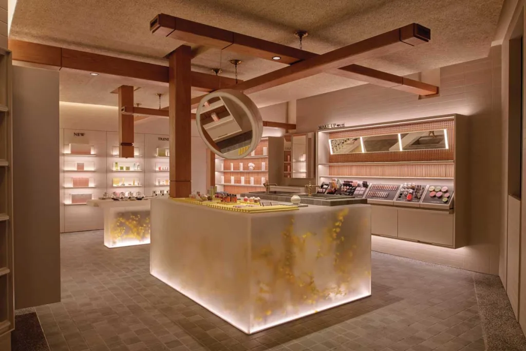Interior detail of the KSISTERS flagship store in Singapore designed by Open Studio.