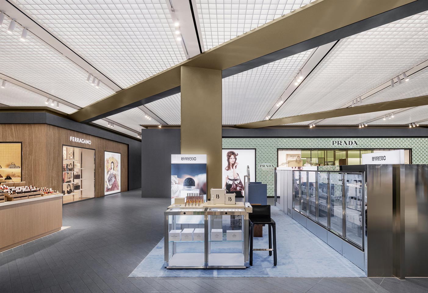 Beauty corners and luxury showcases inside Hyundai Jungdong department store