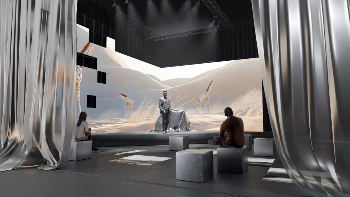 Gli studenti di Düsseldorf realizzano la scenografica Retail Uncovered Stage con superfici LED e ambienti 3D in tempo reale.