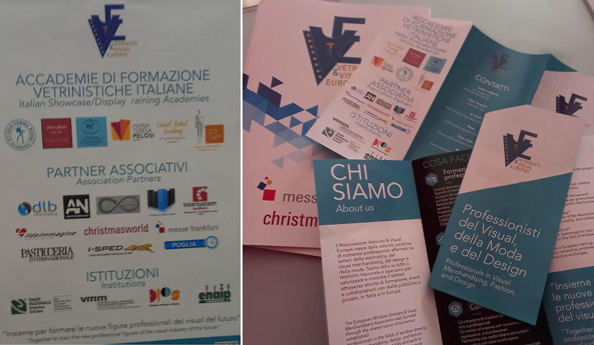 Materiali informativi e pannello partner dell’Associazione Vetrinisti & Visual Europei a Christmasworld 2026, Messe Frankfurt