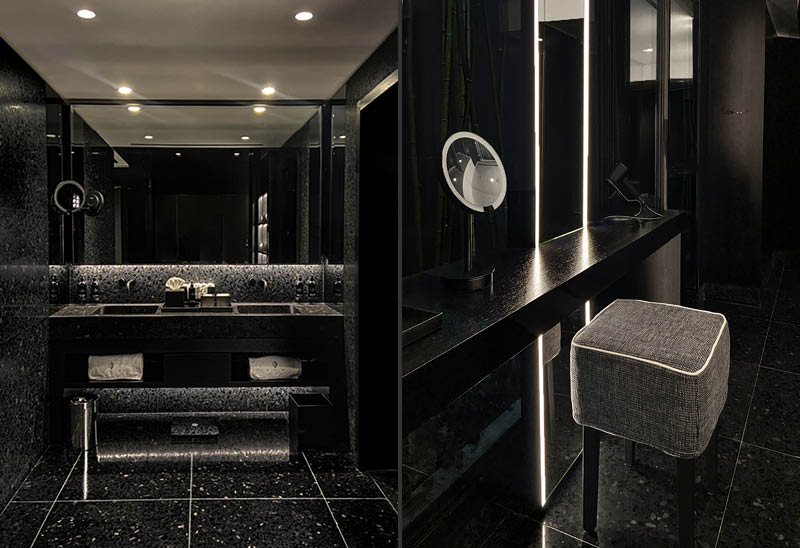 bagni e spogliatoi della Longevity SPA al Portrait Milano