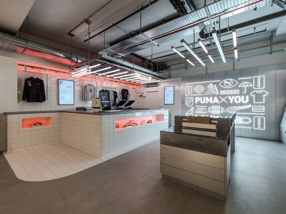 PUMA X YOU customization area inside the Oxford Street flagship store