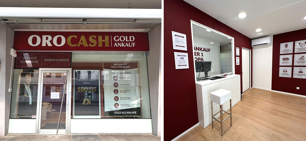 Orocash store with essential interiors dedicated to gold buying services