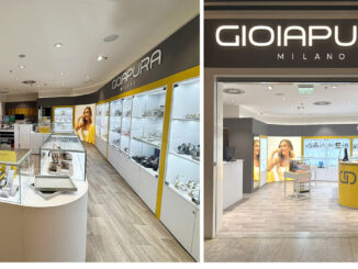 Store Gioiapura con layout espositivo lineare e vetrine illuminate per gioielli