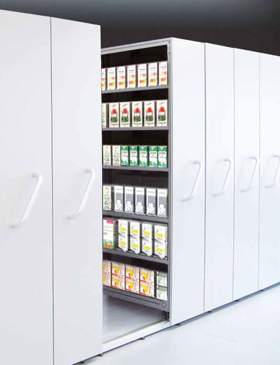 TAXIS Mobile sliding compact system for optimising the storage of medicines and archive materials