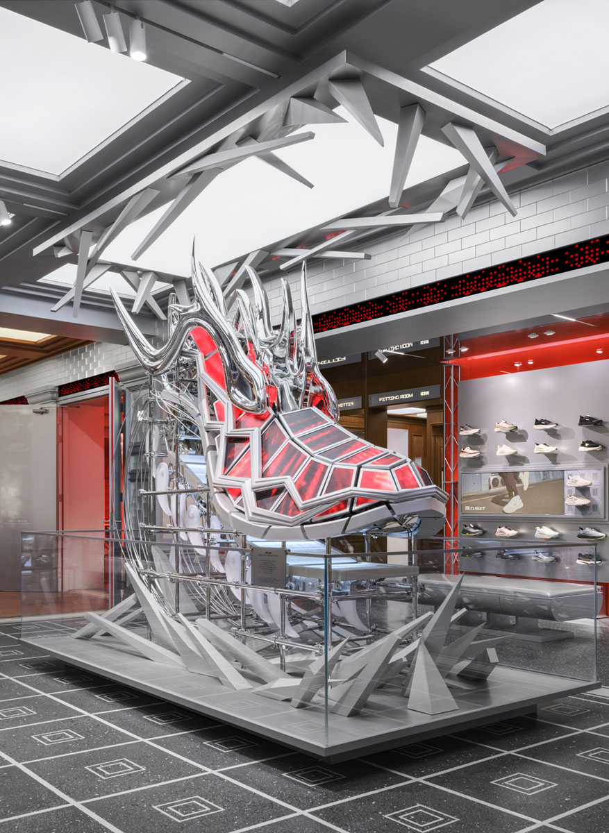 Warrior 1927 flagship store in Shanghai inside a restored historic Shikumen building illuminated at night