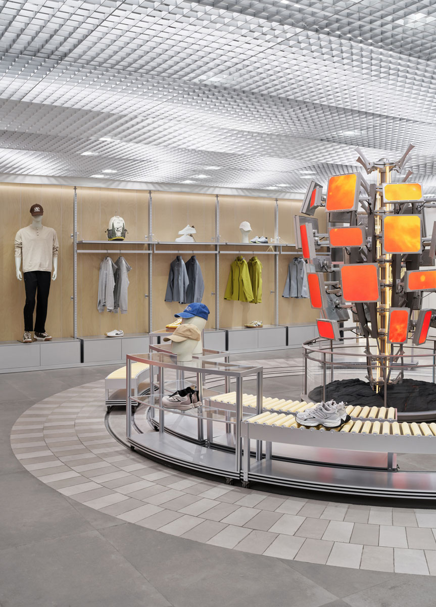 Chronological wall dedicated to the history of Warrior 1927 inside the Shanghai flagship store