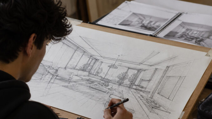 Studente sviluppa un progetto di hospitality design