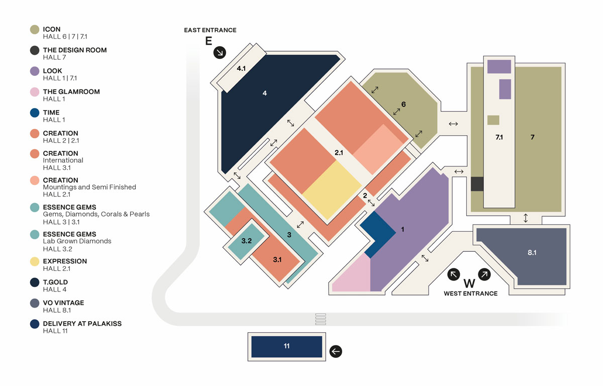 Vicenzaoro 2026 exhibition map showing the layout of the halls and exhibition communities