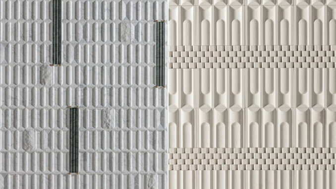 Superfici tridimensionali Lithea Windows of Light e Jadeela in pietra naturale