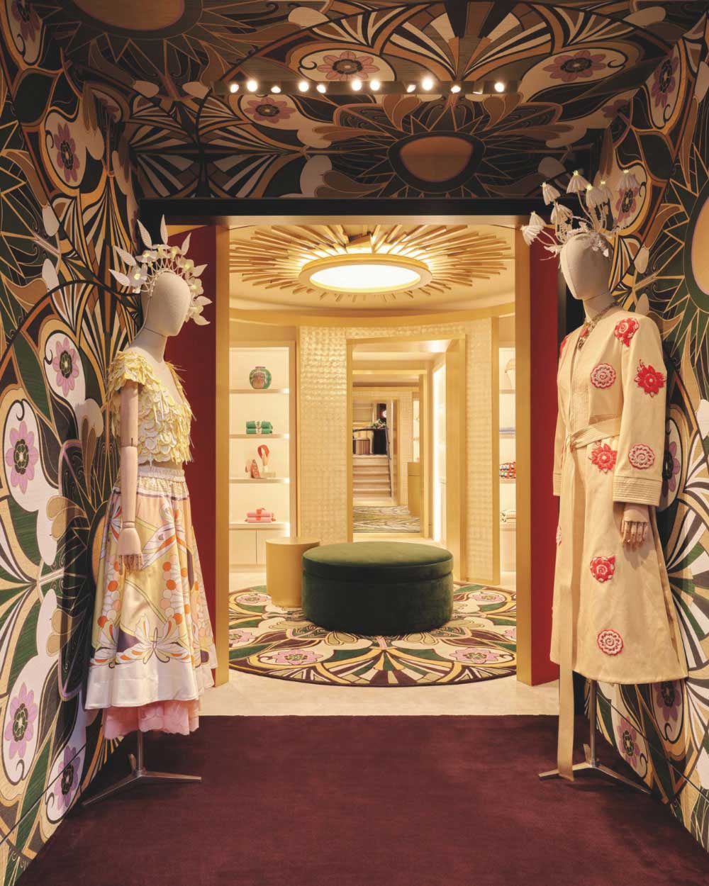 Fashion area with floral patterns inside the La DoubleJ flagship store