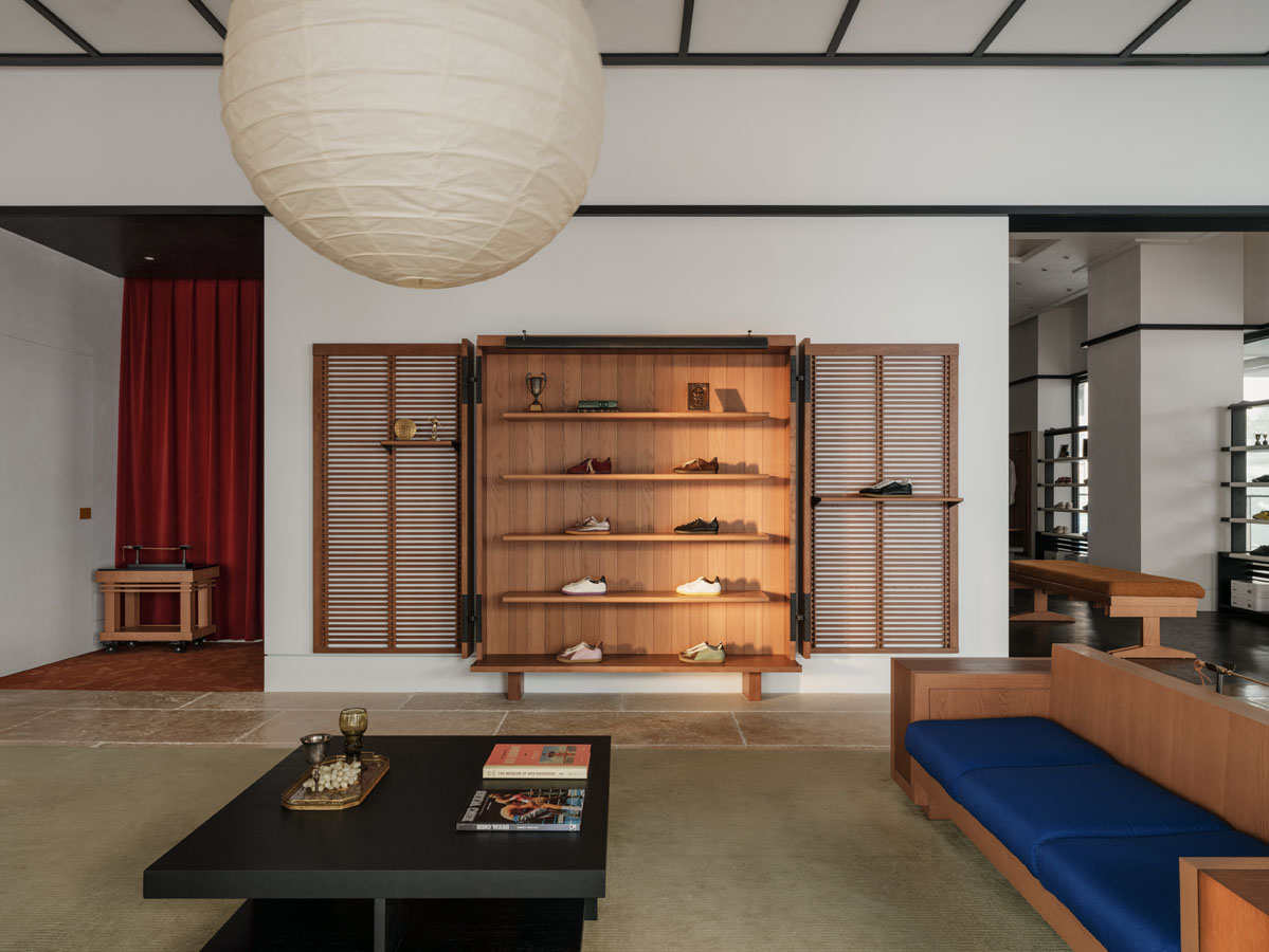Louvred display cabinets in the Lounge at PANE Shenzhen Bay