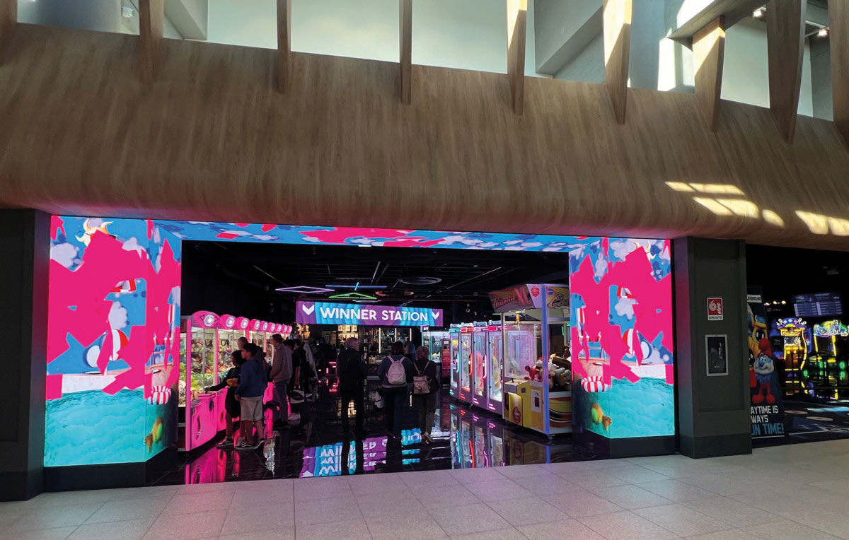 Entertainment area at Waterfront Mall in Genoa with arcade games