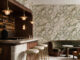 Terra Forma by Hovia marble-effect wallpaper in a hospitality interior